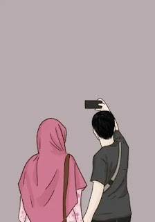 Gambar Kartun Muslimah Couple Romantis Selfie Gambar Kartun Muslimah Couple Romantis Selfie